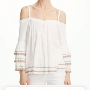 Club Monaco Janou Sweater Size L Off the Shoulder with Straps Lined White NWT